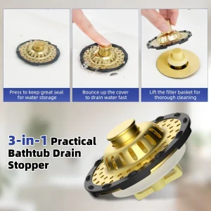 Bathtub Sink Tub Stopper Pop-up Bathtub Strainer Hair Catcher Stainless Steel