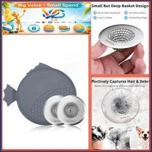 Bathtub Stopper Drain Strainer Kit Stainless Steel Hair Catcher Anti-Clog 3 Pcs