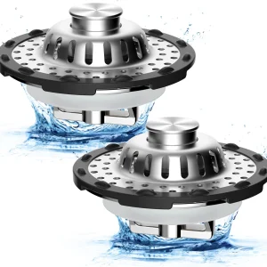 Bathtub Drain Stopper with Top Hair Catcher Pop-up Tub Stopper Stainless Steel
