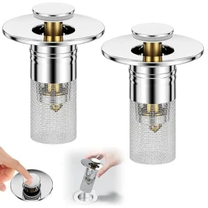 2 Pcs Bathroom Sink Stopper Hair Catcher Bathroom Pop Up Sink Drain Filter