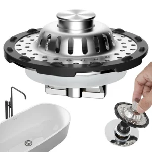 Duchee Universal Bathtub Drain Stopper -Pop-Up Hair Catcher for 1.5 to 2.4